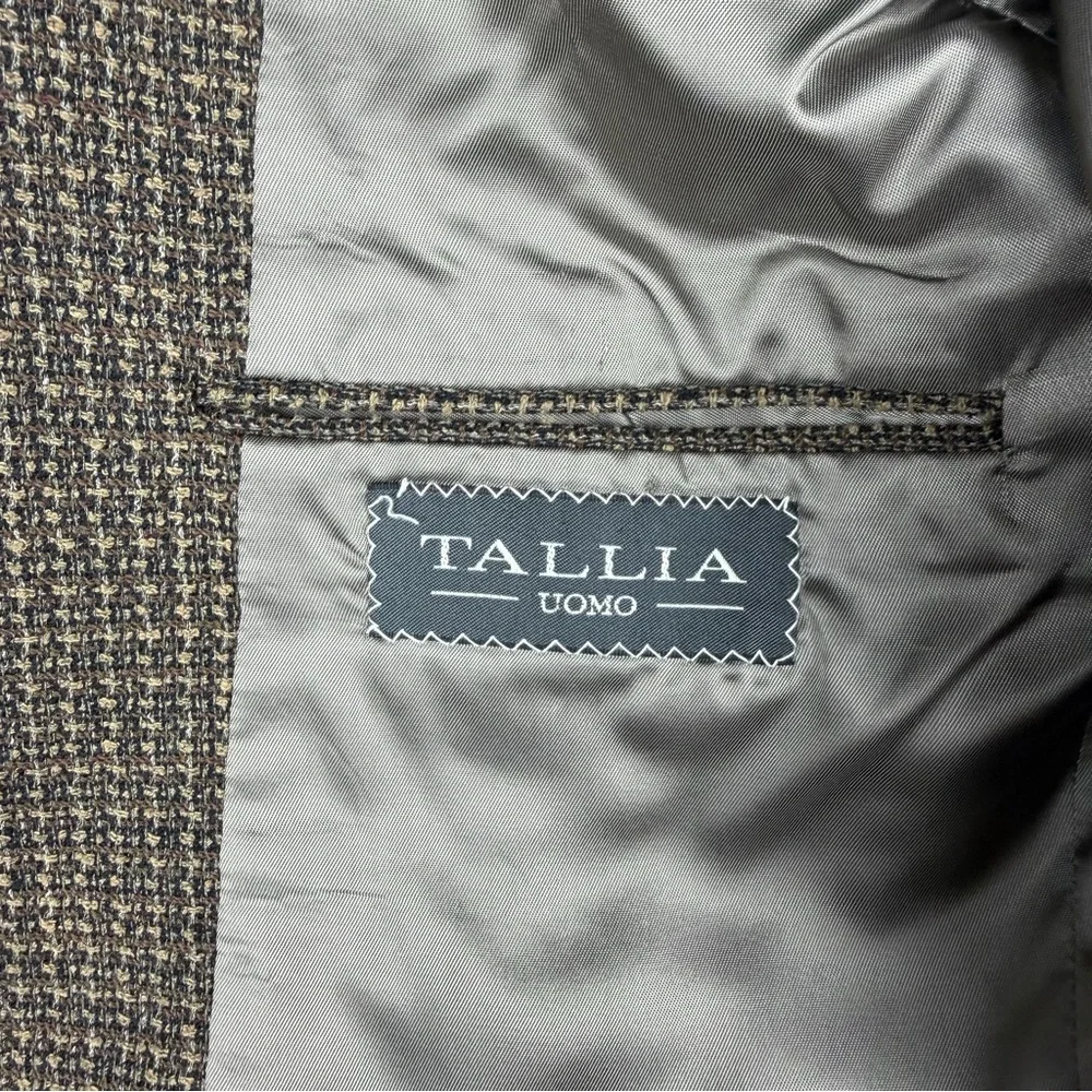 Tallia Uomo Men’s Blazer Brown Tweed Barleycorn Sport Coat Size 44R
